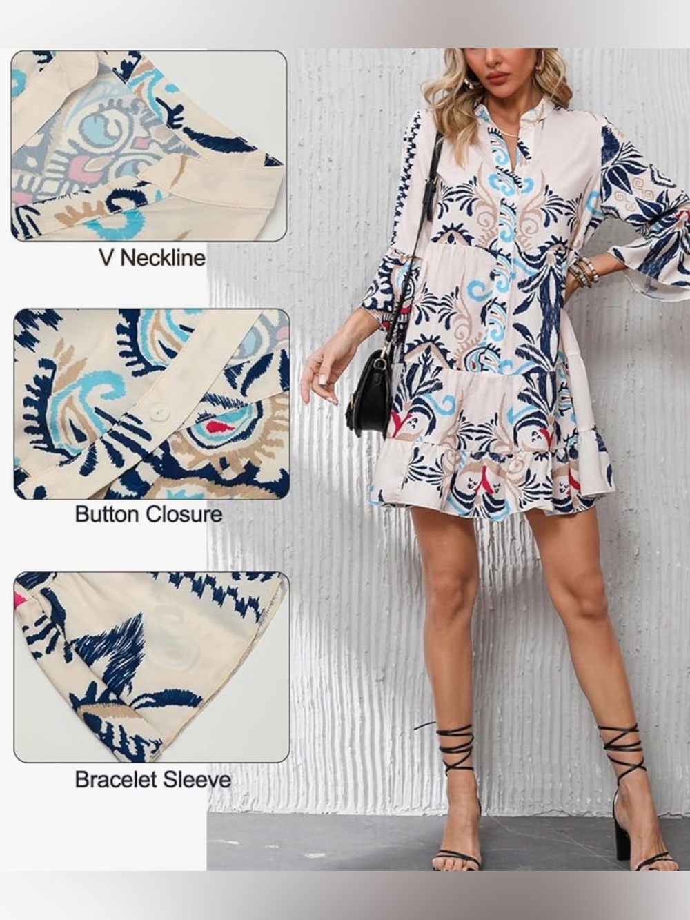 SELINK Women's Tribal Print Mini Dress Sz Small